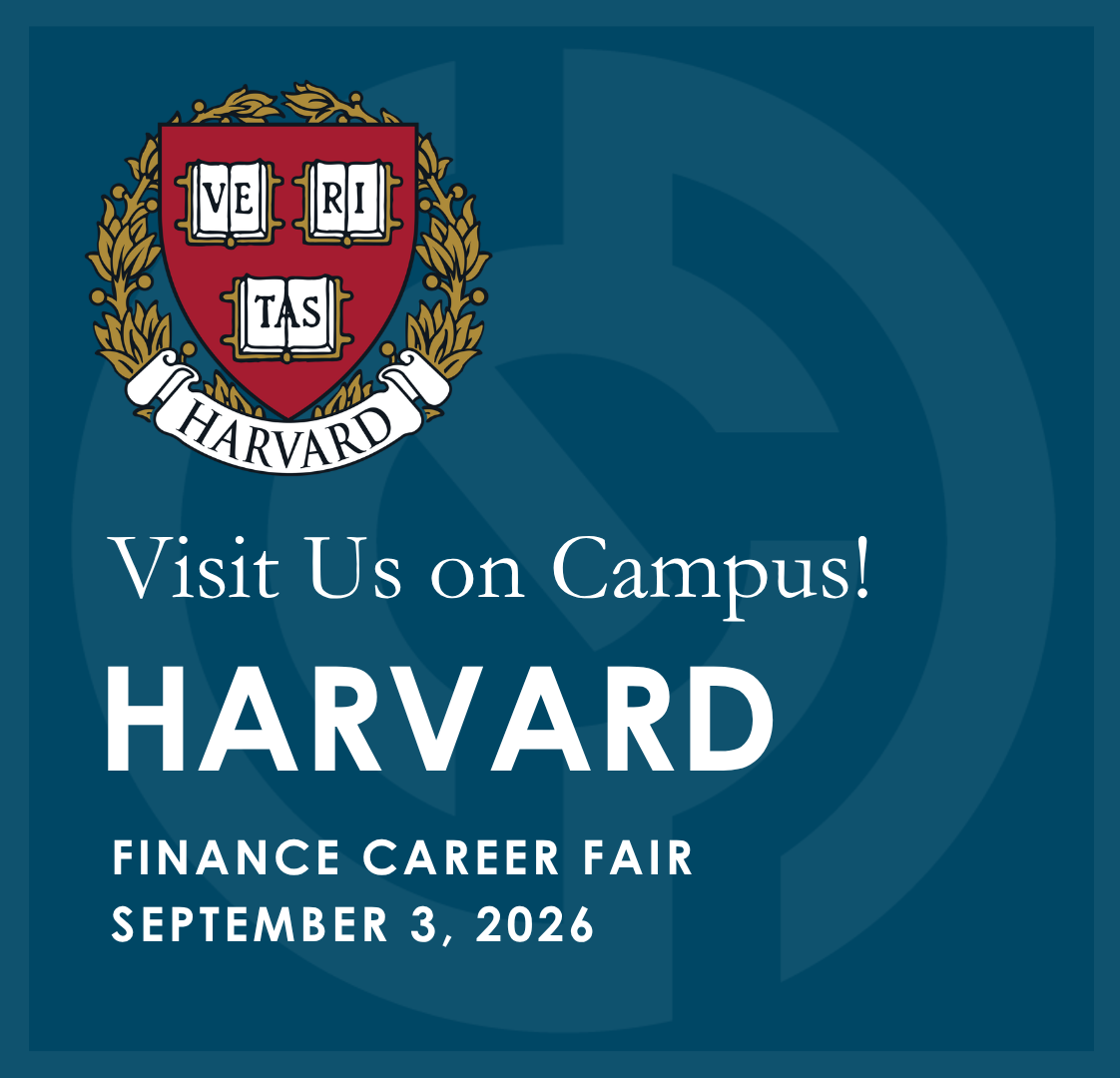 Visit Us on Campus graphic for the Harvard Finance Career Fair on September 3, 2026, featuring the Harvard University shield