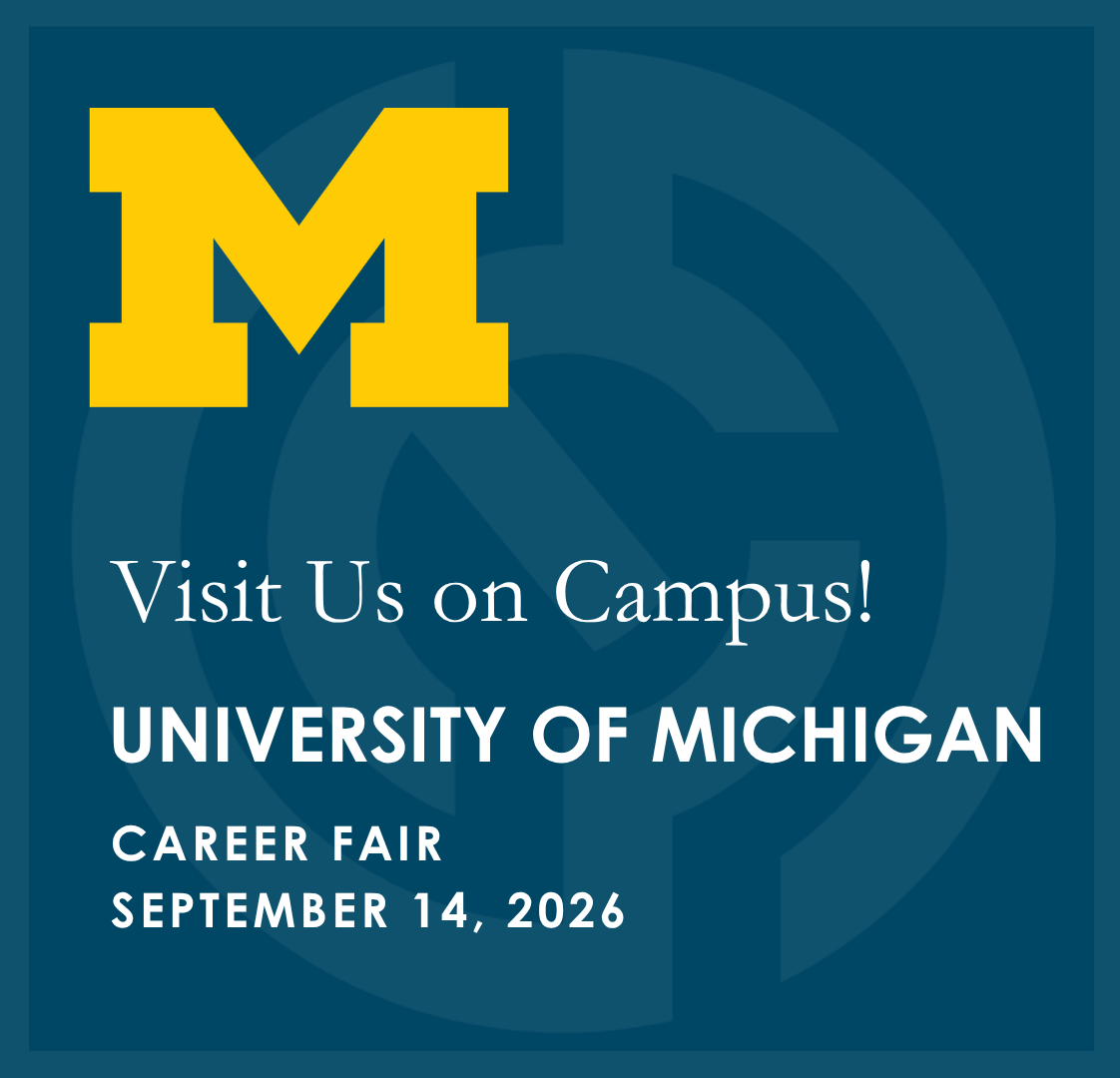 Visit Us on Campus graphic for the University of Michigan Career Fair on September 14, 2026, featuring the Michigan block M logo