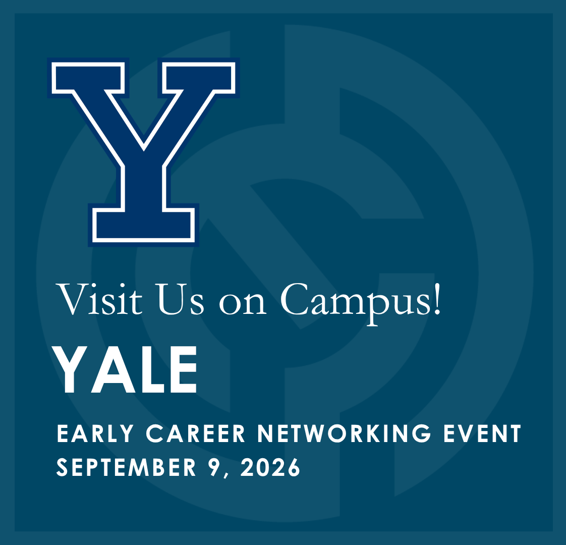 Visit Us on Campus graphic for the Yale Early Career Networking Event on September 9, 2026, featuring the Yale Y logo